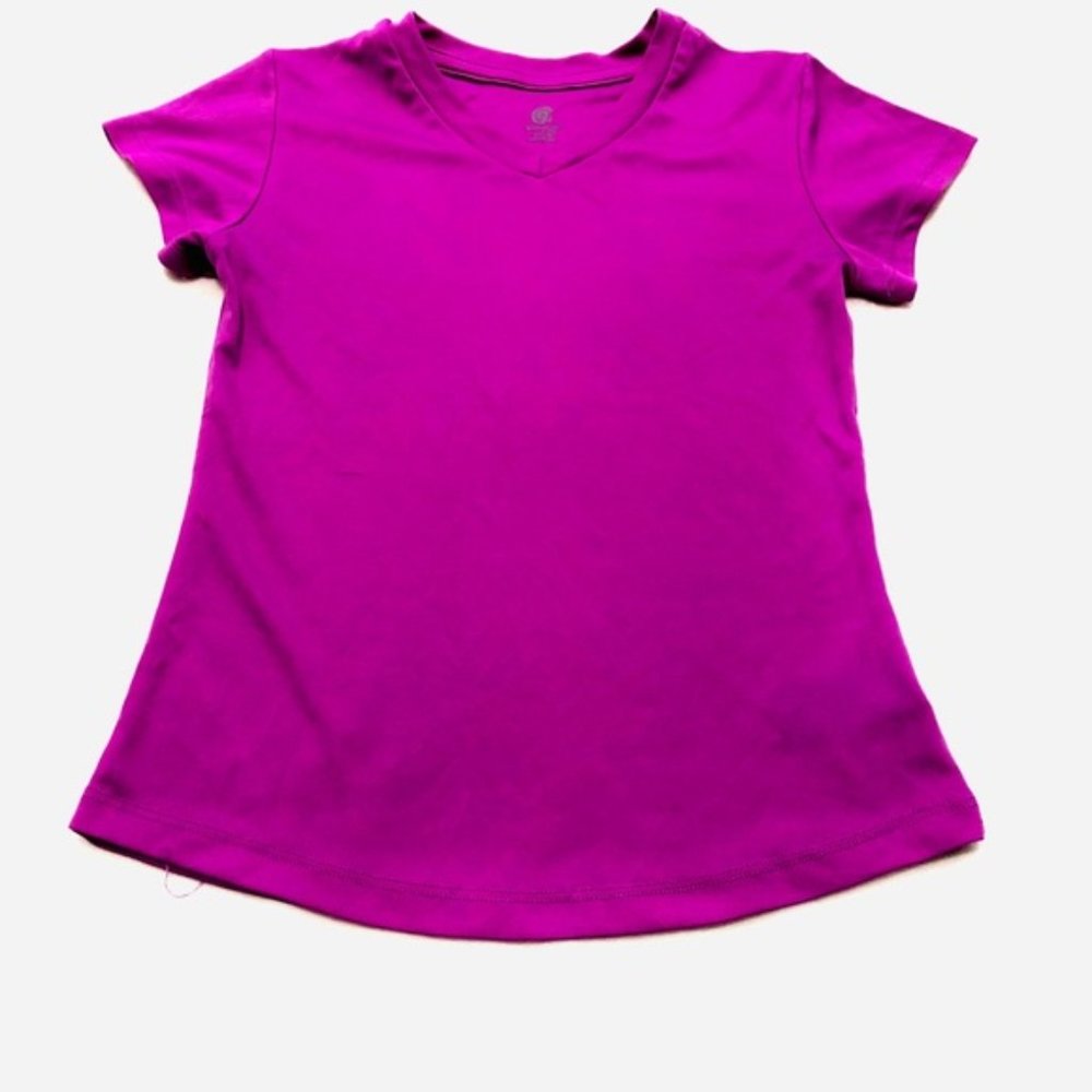 Champion purple V neck polyester tee shirt